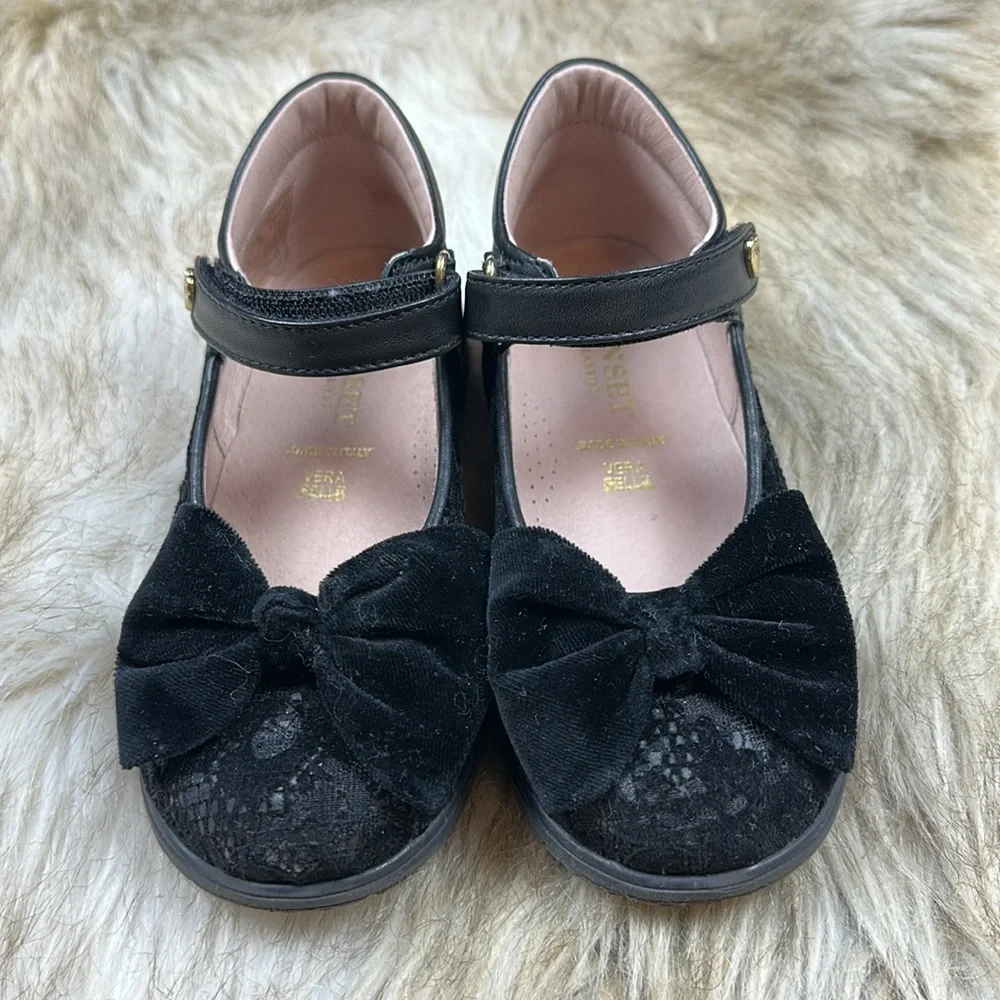 Size 28 Twin-Set Black Kids Dress Shoes with Bow